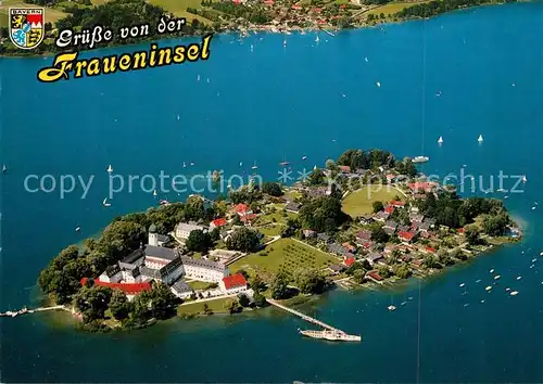 AK / Ansichtskarte Fraueninsel Chiemsee Fliegeraufnahme mit Kloster Kat. Chiemsee