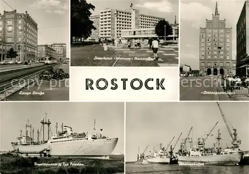 AK / Ansichtskarte Rostock Mecklenburg Vorpommern Lange Strasse Interhotel Warnow ueberseehafen Kat. Rostock