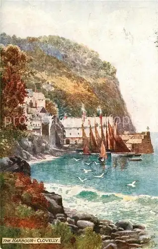 AK / Ansichtskarte Clovelly Harbour Painting Tuck s Postcard Oilette No 7233