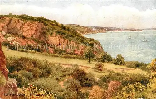AK / Ansichtskarte Torquay UK Panorama Coast Painting Kuenstlerkarte