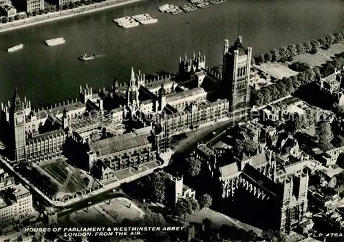 AK / Ansichtskarte London Fliegeraufnahme Houses of Parliament Westminster Abbey Kat. City of London