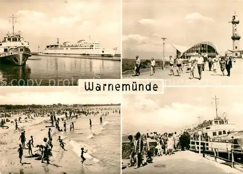 AK / Ansichtskarte Warnemuende Ostseebad Strand Leuchtturm Hafen Kat. Rostock