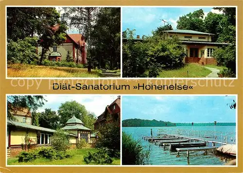 AK / Ansichtskarte Rheinsberg Diaet Sanatorium Hohenelse Haus 2 und 3 Wandelgang Bootssteg am Rheinsberger See Kat. Rheinsberg