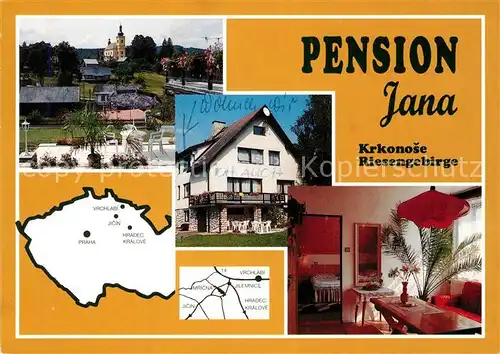 AK / Ansichtskarte Krkonose Pension Jana Terrasse Gaststube Kat. Polen
