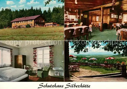 AK / Ansichtskarte Flossenbuerg Oberpfaelzer Waldschutzhaus Silberhuette Gastraum Zimmer Terrasse Kat. Flossenbuerg