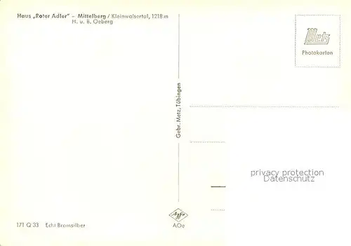 AK / Ansichtskarte Mittelberg Kleinwalsertal Haus Roter Adler Halle Esszimmer Lesezimmer Doppelzimmer Kat. Oesterreich