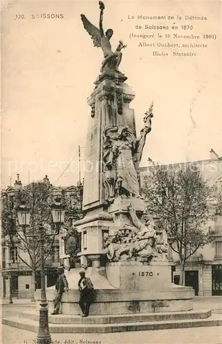 AK / Ansichtskarte Soissons Aisne Monument de la Defense Architecte Albert Guilbert Kat. Soissons
