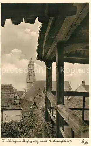 AK / Ansichtskarte Noerdlingen Wehrgang mit St Georgskirche Kat. Noerdlingen