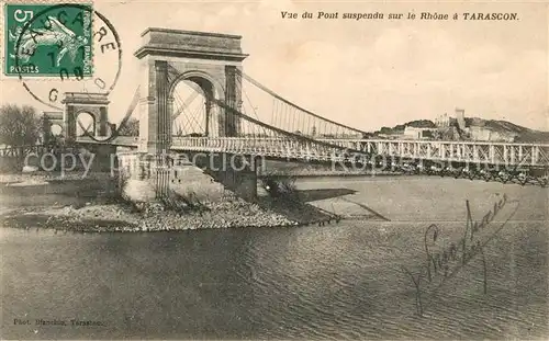 AK / Ansichtskarte Tarascon Bouches du Rhone Vue du Pont suspendu sur le Rhone