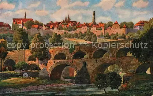 AK / Ansichtskarte Marschall Vinzenz Rothenburg ob der Tauber mit Doppelbruecke  Kat. Kuenstlerkarte