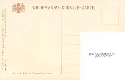 AK / Ansichtskarte Verlag Wiedemann WIRO Nr. 2182 A Bayreuth Richard Wagner Festspielhaus  Kat. Verlage