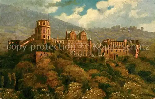 AK / Ansichtskarte Hoffmann Heinrich Heidelberg Schloss von der Hirschgasse  Kat. Kuenstlerkarte