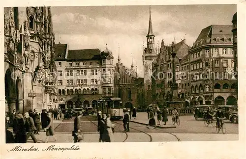 AK / Ansichtskarte Strassenbahn Muenchen Marienplatz  Kat. Strassenbahn