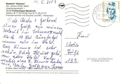 AK / Ansichtskarte Neukirch Furtwangen Gasthof Ochsen Kat. Furtwangen im Schwarzwald
