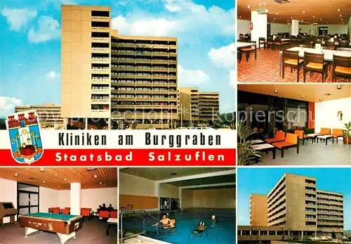 AK / Ansichtskarte Bad Salzuflen Klinik am Burggraben Speisesaal Foyer Spielzimmer Hallenbad Kat. Bad Salzuflen