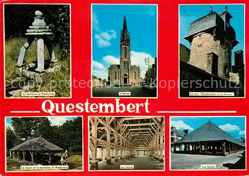 AK / Ansichtskarte Questembert Fontaine du Presbytere Eglise Questembert et sa Femme Le Lavoir Les Halles Kat. Questembert