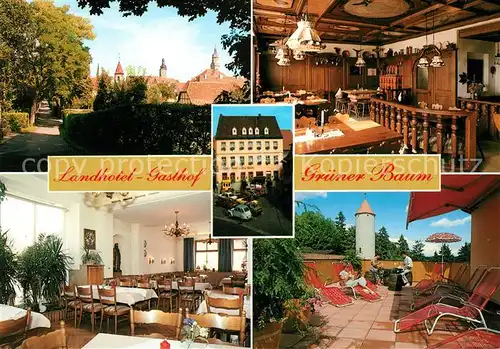 AK / Ansichtskarte Uffenheim Landhotel Gasthof Gruener Baum Bar Gastraum Terrasse Kat. Uffenheim