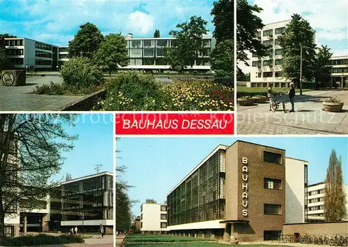 AK / Ansichtskarte Dessau Rosslau Bauhausplatz Atelierhaus Bruecke und Werkstattfluegel Werkstattgebaeude Kat. Dessau Rosslau