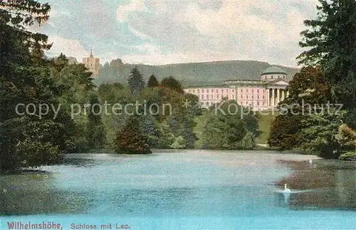 AK / Ansichtskarte Wilhelmshoehe Kassel Schloss mit Lac Blick zum Herkules Kat. Kassel