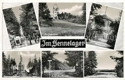 AK / Ansichtskarte Sennelager Baerenkamp Diebesturm Wasserturm Hermannsdenkmal Zandtbruecke Zitzewitzbruecke Heidelandschaft Kat. Paderborn