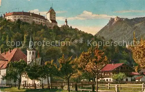 AK / Ansichtskarte Hohenaschau Chiemgau Ortsmotiv mit Kirche Schloss Zeller Wand Chiemgauer Alpen Kat. Aschau i.Chiemgau