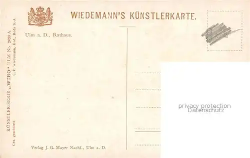 AK / Ansichtskarte Verlag Wiedemann WIRO Nr. 2098 A Ulm Donau Rathaus Kat. Verlage
