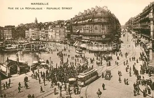 AK / Ansichtskarte Strassenbahn Marseille Rue de la Republique  Kat. Strassenbahn
