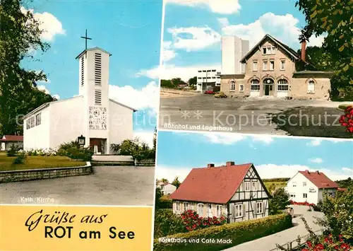 AK / Ansichtskarte Rot See Katholische Kirche Bahnhof Lagerhaus Kat. Rot am See