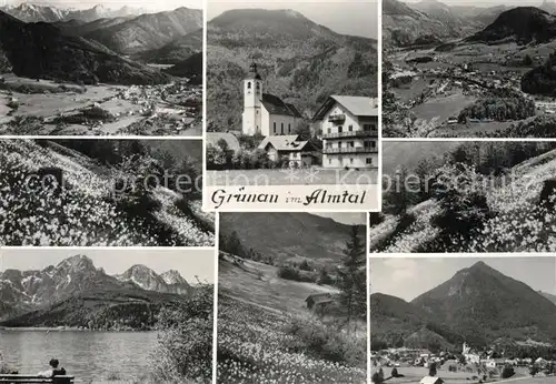 AK / Ansichtskarte Gruenau Almtal Kirche Panoramen Kat. Gruenau im Almtal Salzkammergut