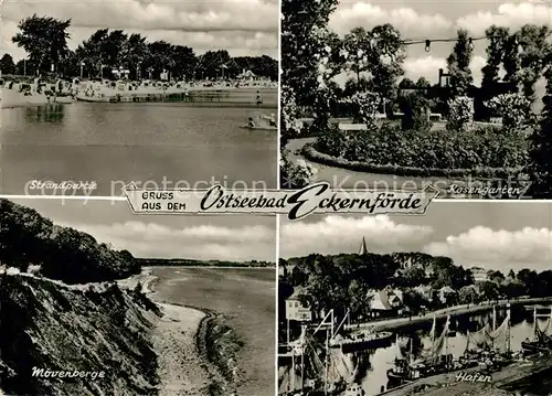 AK / Ansichtskarte Eckernfoerde Strand Rosengarten Hafen Kat. Eckernfoerde