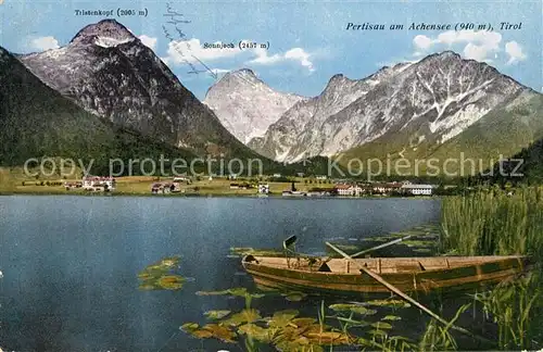 AK / Ansichtskarte Pertisau Achensee Uferpartie am See Ruderboot Alpenpanorama Kat. Eben am Achensee