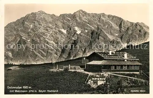 AK / Ansichtskarte Berchtesgaden Gotzenalpe mit Watzmann Bayerisches Hochland Kat. Berchtesgaden