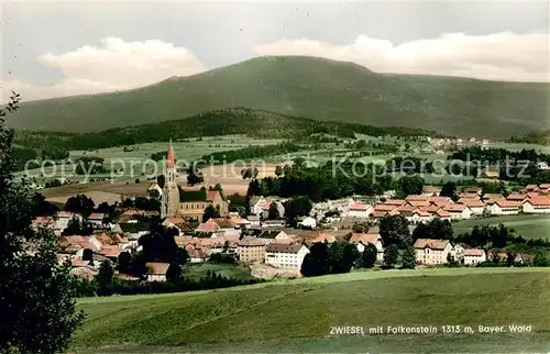 AK / Ansichtskarte Zwiesel Niederbayern Panorama mit Falkenstein Bayerischer Wald Kat. Zwiesel