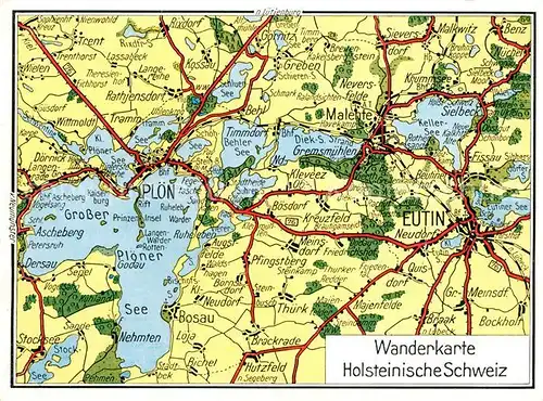 AK / Ansichtskarte Holsteinische Schweiz Gebietswanderkarte mit Ploen und Eutin Kat. 