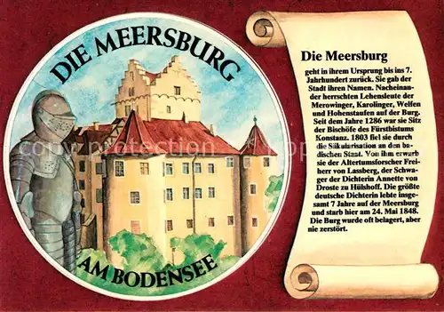 AK / Ansichtskarte Meersburg Bodensee Die Meersburg Sticker Kat. Meersburg