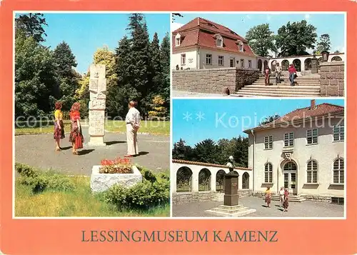 AK / Ansichtskarte Kamenz Sachsen Lessingsaeule Museum und Bueste Kat. Kamenz