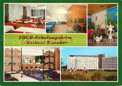 AK / Ansichtskarte Klink Waren FDGB Erholungsheim Herbert Warnke Restaurant Klubraum Empfangshalle Milchbar Kat. Klink Waren