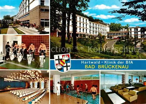 AK / Ansichtskarte Bad Brueckenau Hartwald Klinik der BfA Ergometer Veranstaltungsraum Wassertreten Gastraum Kat. Bad Brueckenau