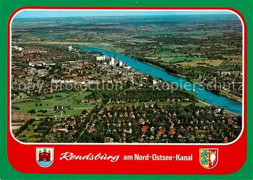 AK / Ansichtskarte Rendsburg Fliegeraufnahme mit Nord Ostsee Kanal Kat. Rendsburg