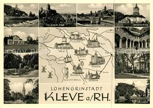 AK / Ansichtskarte Kleve Bootsanlegestelle Bahnhof Amphitheater Schloss Mayland Kermisdahl Kat. Kleve