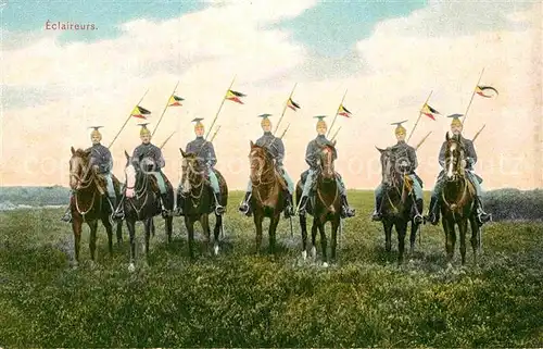 AK / Ansichtskarte Militaria Kavallerie WK1 Ulaner Eclaireurs Pferde 