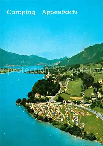 AK / Ansichtskarte St Wolfgang Wolfgangsee Camping Apesbach Fliegeraufnahme Kat. St. Wolfgang im Salzkammergut