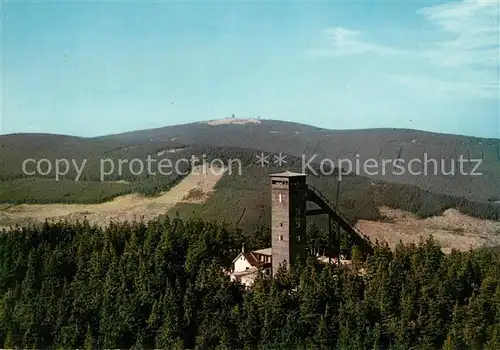 AK / Ansichtskarte Braunlage Wurmbergschanze mit Aussichtsturm Fliegeraufnahme Kat. Braunlage Harz