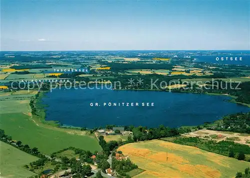 AK / Ansichtskarte Scharbeutz Ostseebad Fliegeraufnahme mit Haffkrug und Poenitzer Seenplatte  Kat. Scharbeutz