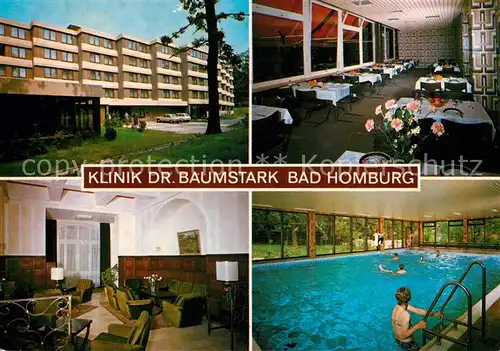 AK / Ansichtskarte Bad Homburg Klinik Dr Baumstark Speisesaal Aufenthaltsraum Hallenbad Kat. Bad Homburg v.d. Hoehe