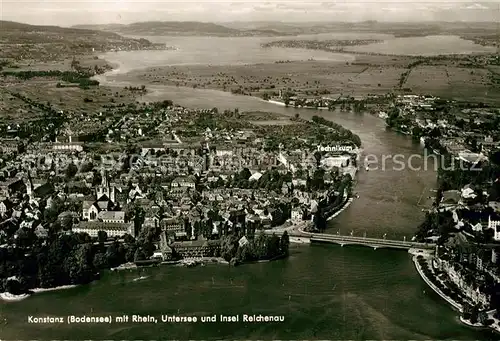 AK / Ansichtskarte Konstanz Bodensee Fliegeraufnahme Untersee Insel Reichenau Kat. Konstanz
