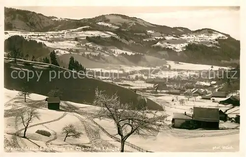 AK / Ansichtskarte Weissach Oberstaufen Landschaftspanorama mit Steibis und Schindelberg im Winter Allgaeuer Alpen Kat. Oberstaufen