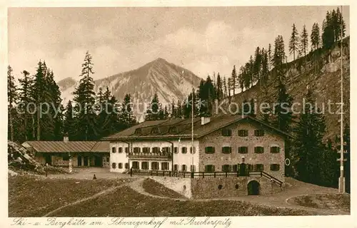 AK / Ansichtskarte Spitzingsee Skihuette Berghuette am Schwarzenkopf mit Brecherspitze Mangfallgebirge Kat. Schliersee