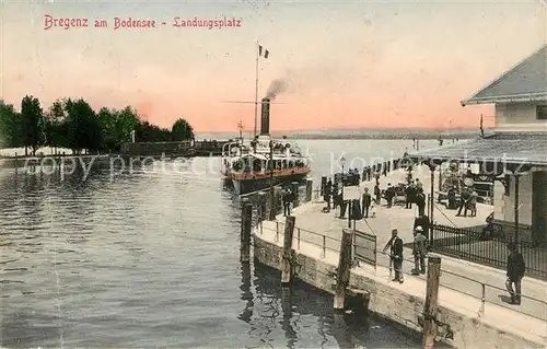 AK / Ansichtskarte Bregenz Bodensee Landungsplatz Dampfer