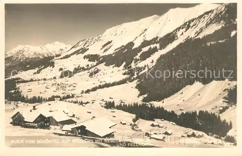 AK / Ansichtskarte Riezlern Kleinwalsertal Vorarlberg Winterpanorama Blick vom Schoentel mit Nebelhorn und Fellhorn Kat. Mittelberg